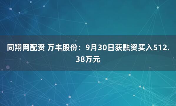 同翔网配资 万丰股份：9月30日获融资买入512.38万元